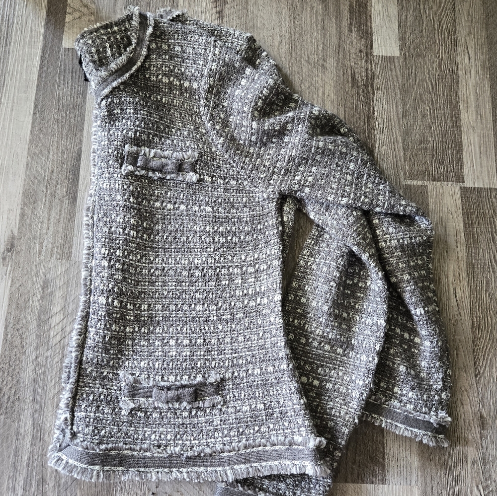 Proportion Petite Conrad C XL Tweed Knit Cardigan Bow Detail Preppy Classic Chic - Picture 8 of 9